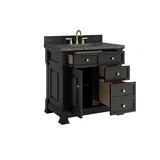Brookfield 36" Single Vanity, Black Onyx w/ 3 CM Parisien Bleu Silestone Top