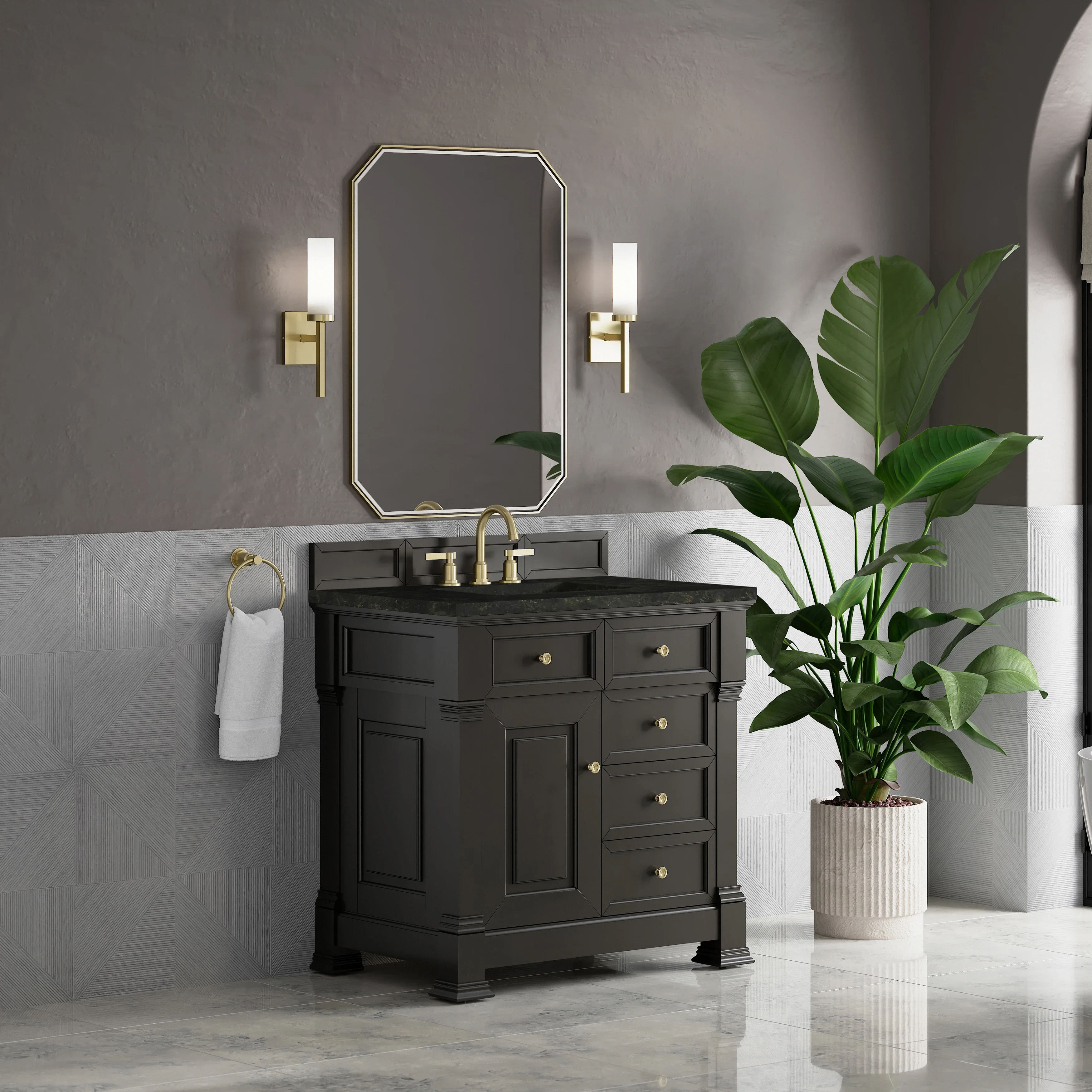 Brookfield 36" Single Vanity, Black Onyx, w/ 3 CM Phantome Eclos Top
