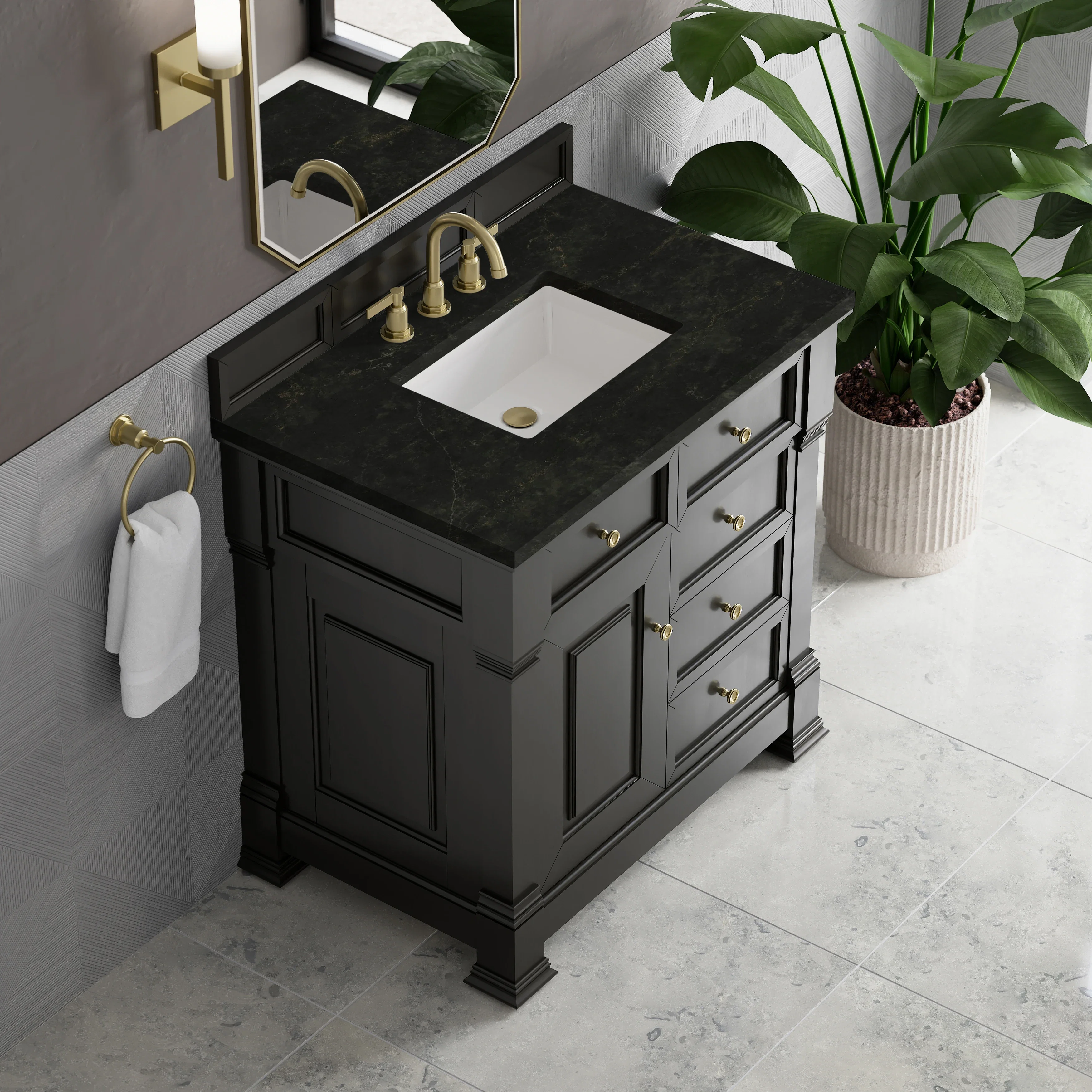 Brookfield 36" Single Vanity, Black Onyx, w/ 3 CM Phantome Eclos Top