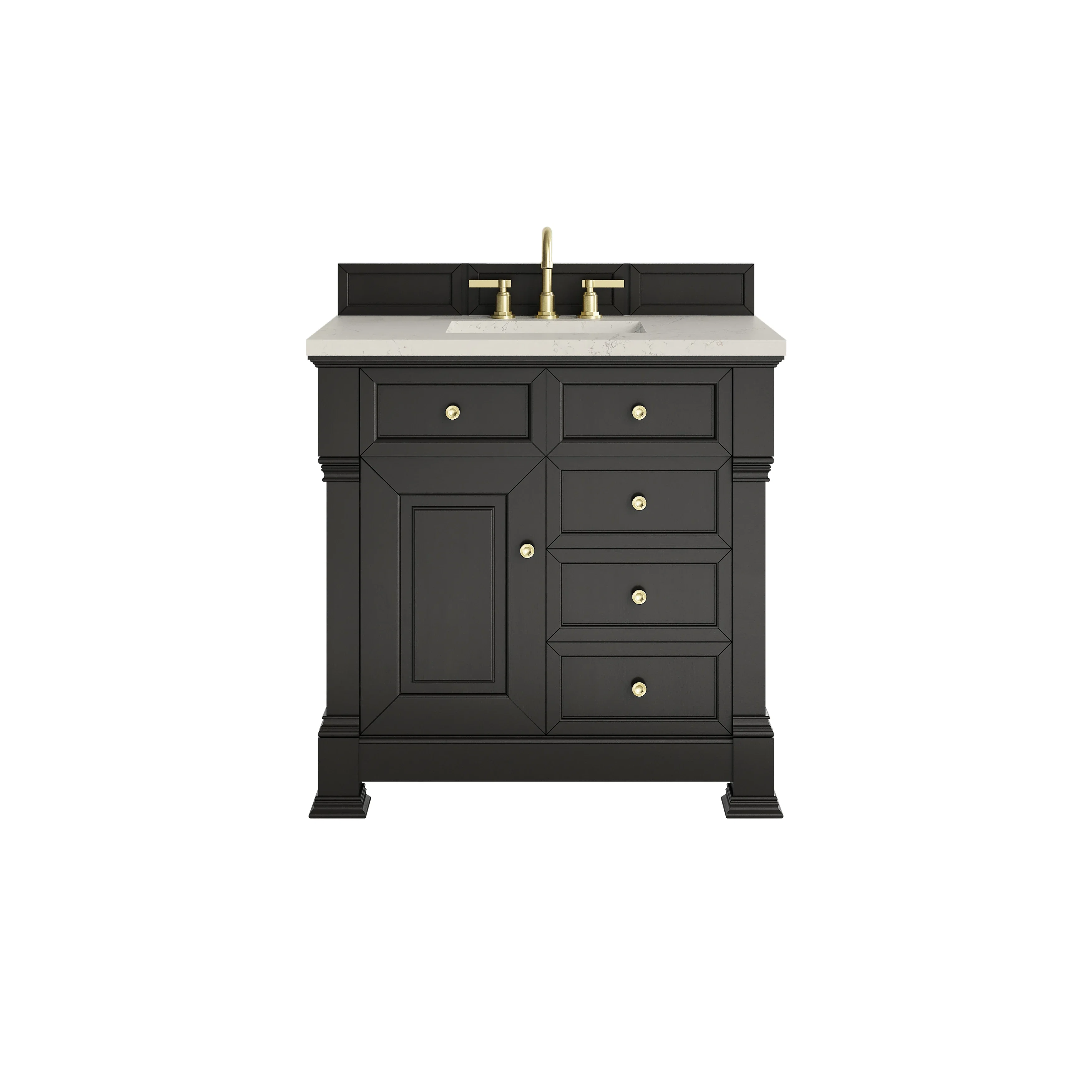 Brookfield 36" Single Vanity, Black Onyx, w/ 3 CM Siberian Silestone Top