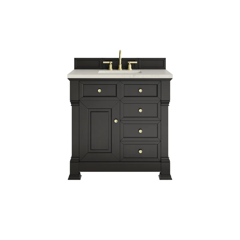 Brookfield 36" Single Vanity, Black Onyx, w/ 3 CM Siberian Silestone Top