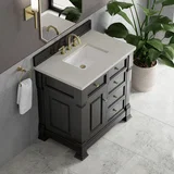 Brookfield 36" Single Vanity, Black Onyx, w/ 3 CM Siberian Silestone Top