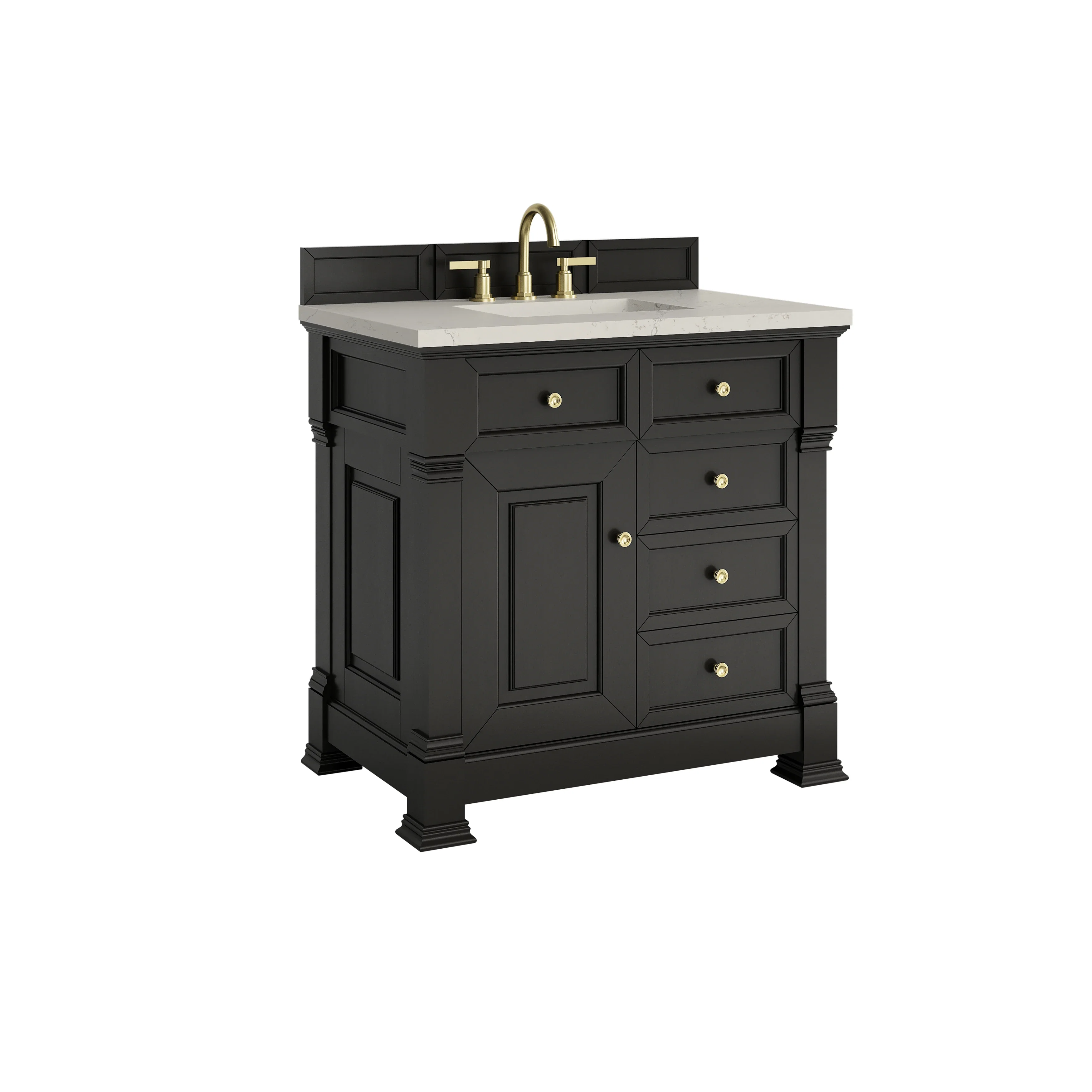Brookfield 36" Single Vanity, Black Onyx, w/ 3 CM Siberian Silestone Top