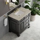 Brookfield 36" Single Vanity, Black Onyx, w/ 3 CM Tajnar Eclos Top