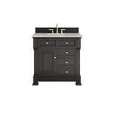 Brookfield 36" Single Vanity, Black Onyx w/ 3 CM Victorian Silver Silestone Top