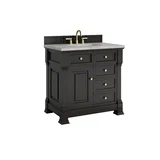 Brookfield 36" Single Vanity, Black Onyx w/ 3 CM Victorian Silver Silestone Top