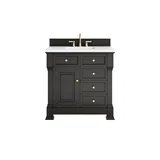 Brookfield 36" Single Vanity, Black Onyx,  w/ 3 CM White Zeus Silestone Top