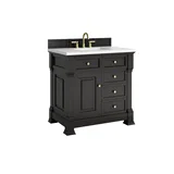 Brookfield 36" Single Vanity, Black Onyx,  w/ 3 CM White Zeus Silestone Top