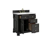 Brookfield 36" Single Vanity, Black Onyx,  w/ 3 CM White Zeus Silestone Top