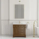 Brookfield 36" Single Vanity, Honey Oak w/ Single Hole 3 CM White Zeus Silestone Top & Backsplash