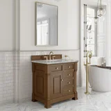Brookfield 36" Single Vanity, Honey Oak w/ 3 cm Carrara White Marble Top