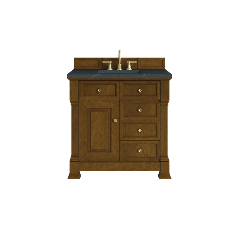 Brookfield 36" Single Vanity, Honey Oak w/ 3 CM Charcoal Soapstone Silestone Top