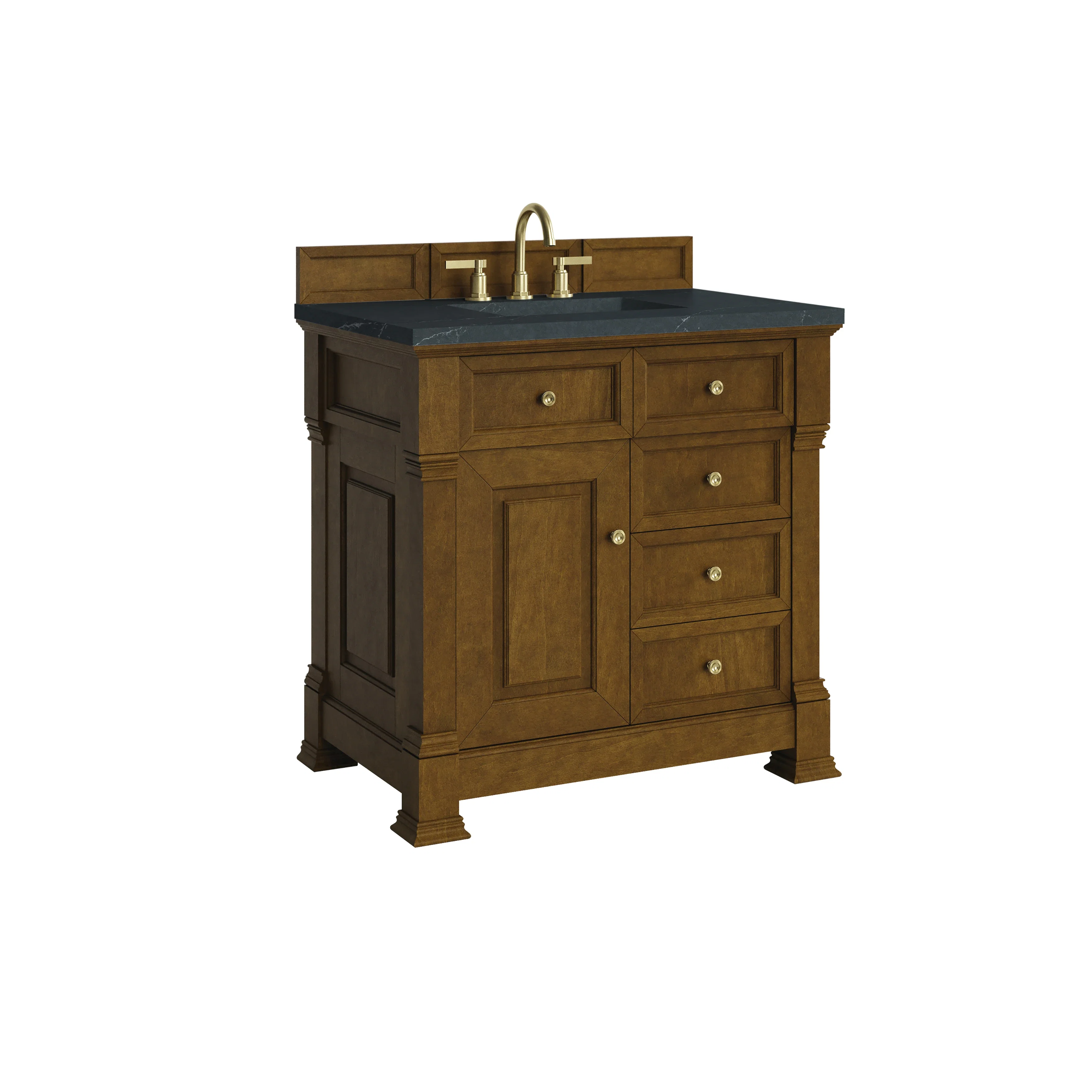 Brookfield 36" Single Vanity, Honey Oak w/ 3 CM Charcoal Soapstone Silestone Top
