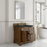 Brookfield 36" Single Vanity, Honey Oak w/ 3 CM Charcoal Soapstone Silestone Top