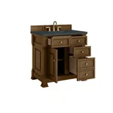 Brookfield 36" Single Vanity, Honey Oak w/ 3 CM Charcoal Soapstone Silestone Top