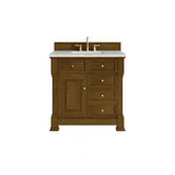 Brookfield 36" Single Vanity, Honey Oak w/ 3 CM Eternal Jasmine Pearl Silestone Top