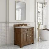 Brookfield 36" Single Vanity, Honey Oak w/ 3 CM Eternal Jasmine Pearl Silestone Top