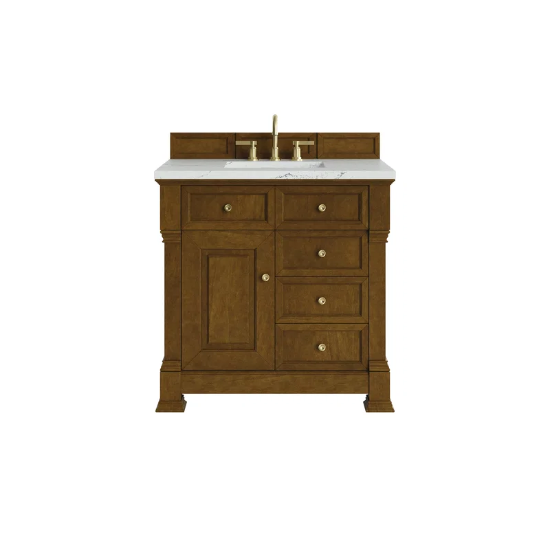 Brookfield 36" Single Vanity, Honey Oak w/ 3 CM Ethereal Noctis Silestone Top