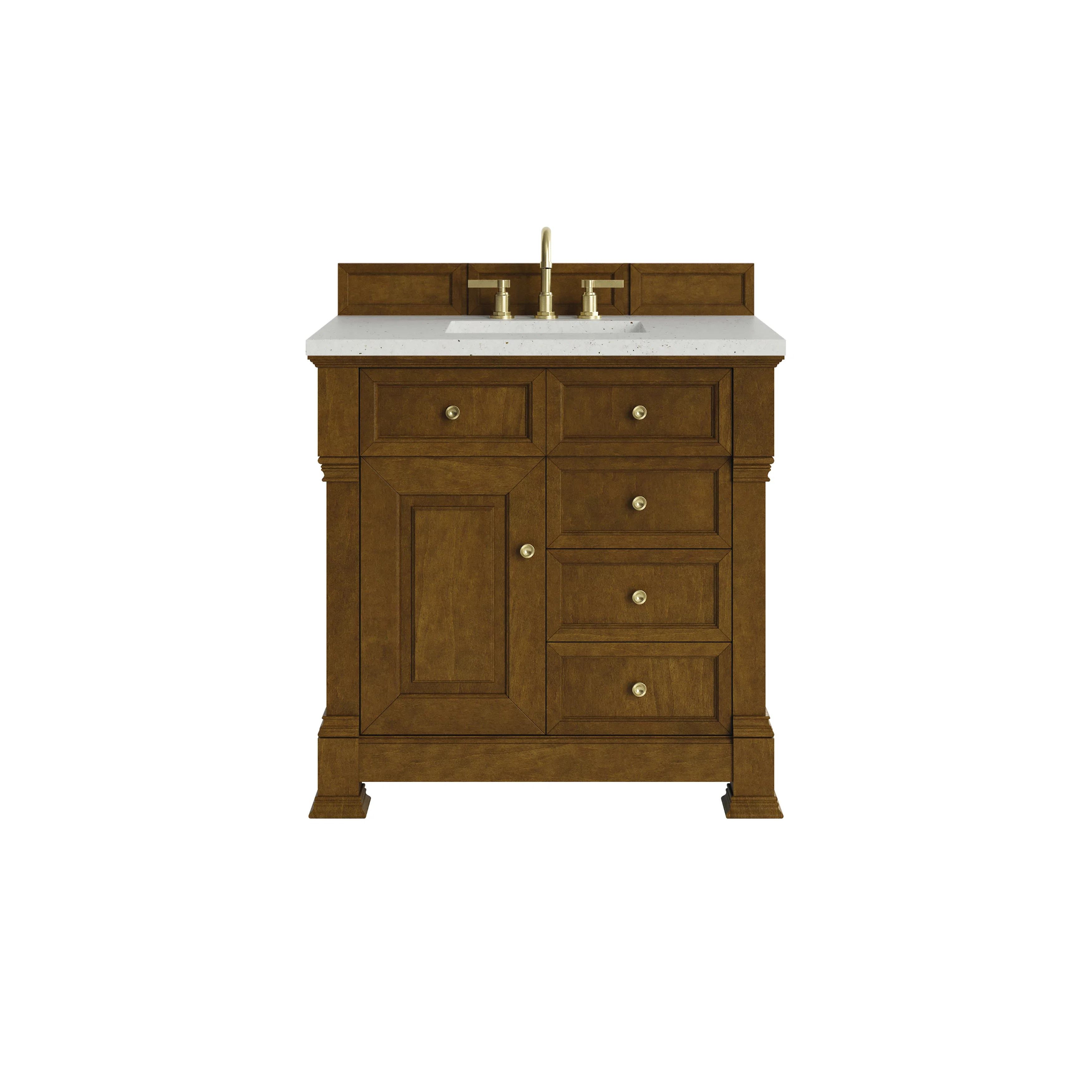 Brookfield 36" Single Vanity, Honey Oak w/ 3 CM Lime Delight Silestone Top