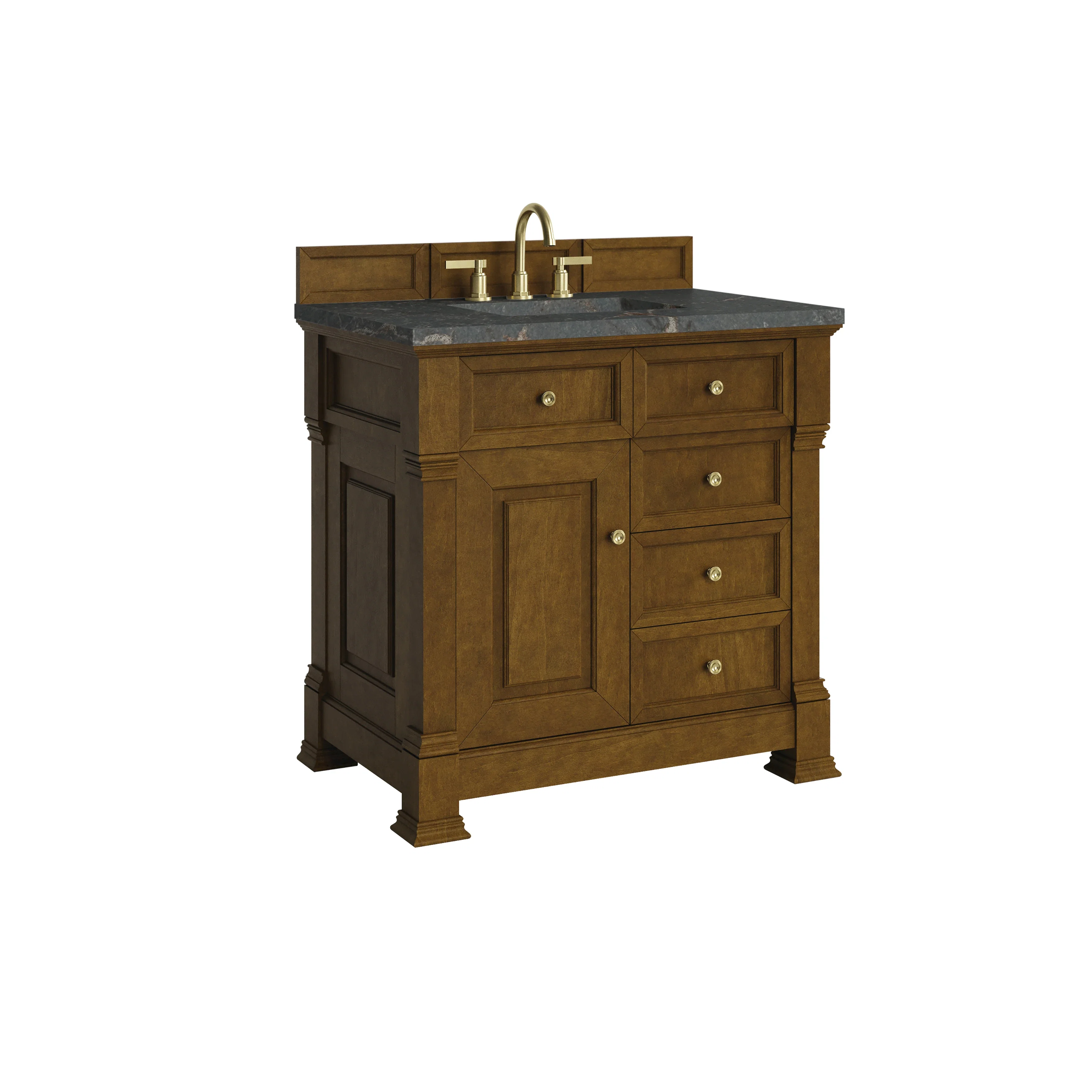 Brookfield 36" Single Vanity, Honey Oak w/ 3 CM Parisien Bleu Silestone Top