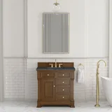 Brookfield 36" Single Vanity, Honey Oak w/ 3 CM Parisien Bleu Silestone Top