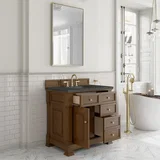 Brookfield 36" Single Vanity, Honey Oak w/ 3 CM Parisien Bleu Silestone Top