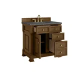 Brookfield 36" Single Vanity, Honey Oak w/ 3 CM Parisien Bleu Silestone Top