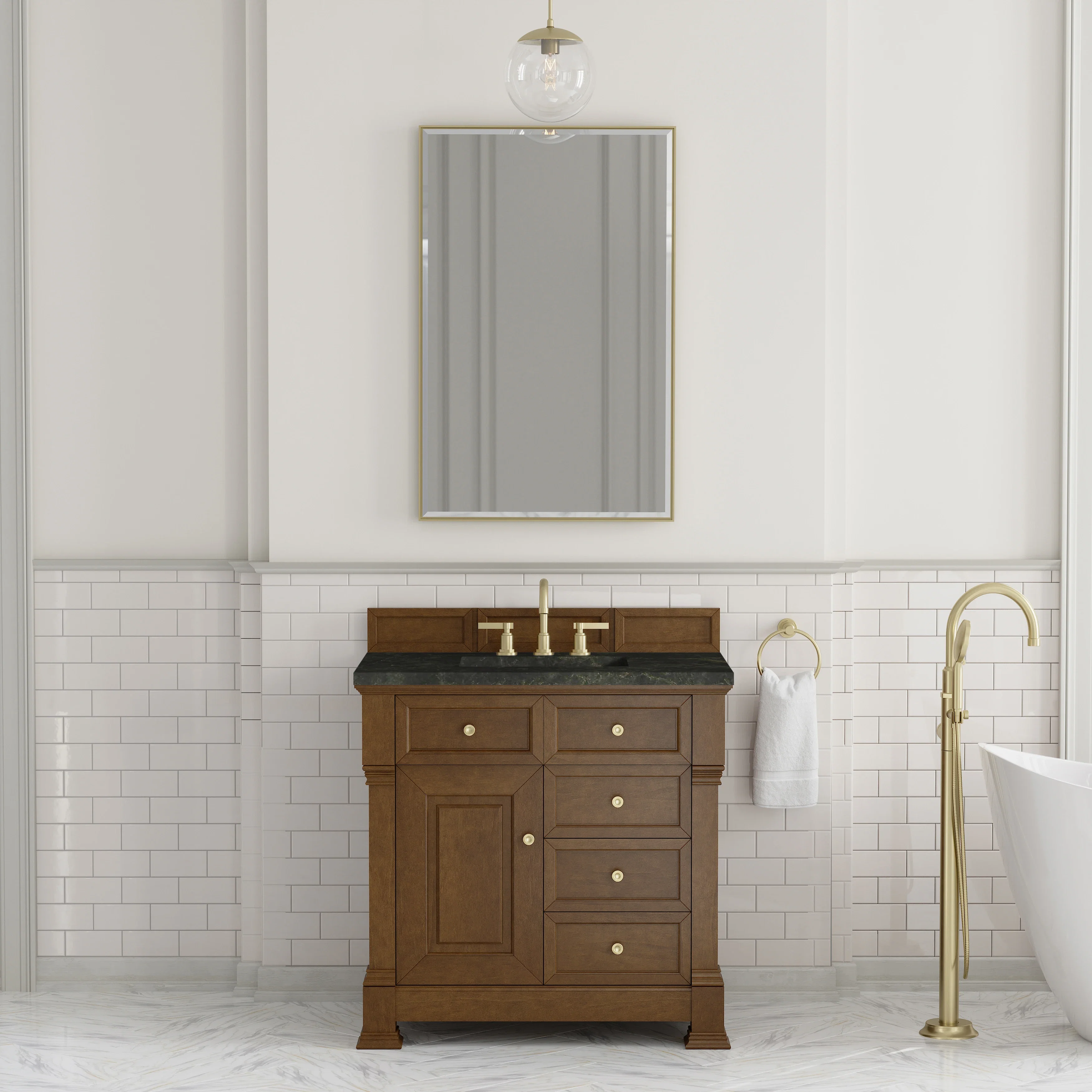 Brookfield 36" Single Vanity, Honey Oak, w/ 3 CM Phantome Eclos Top