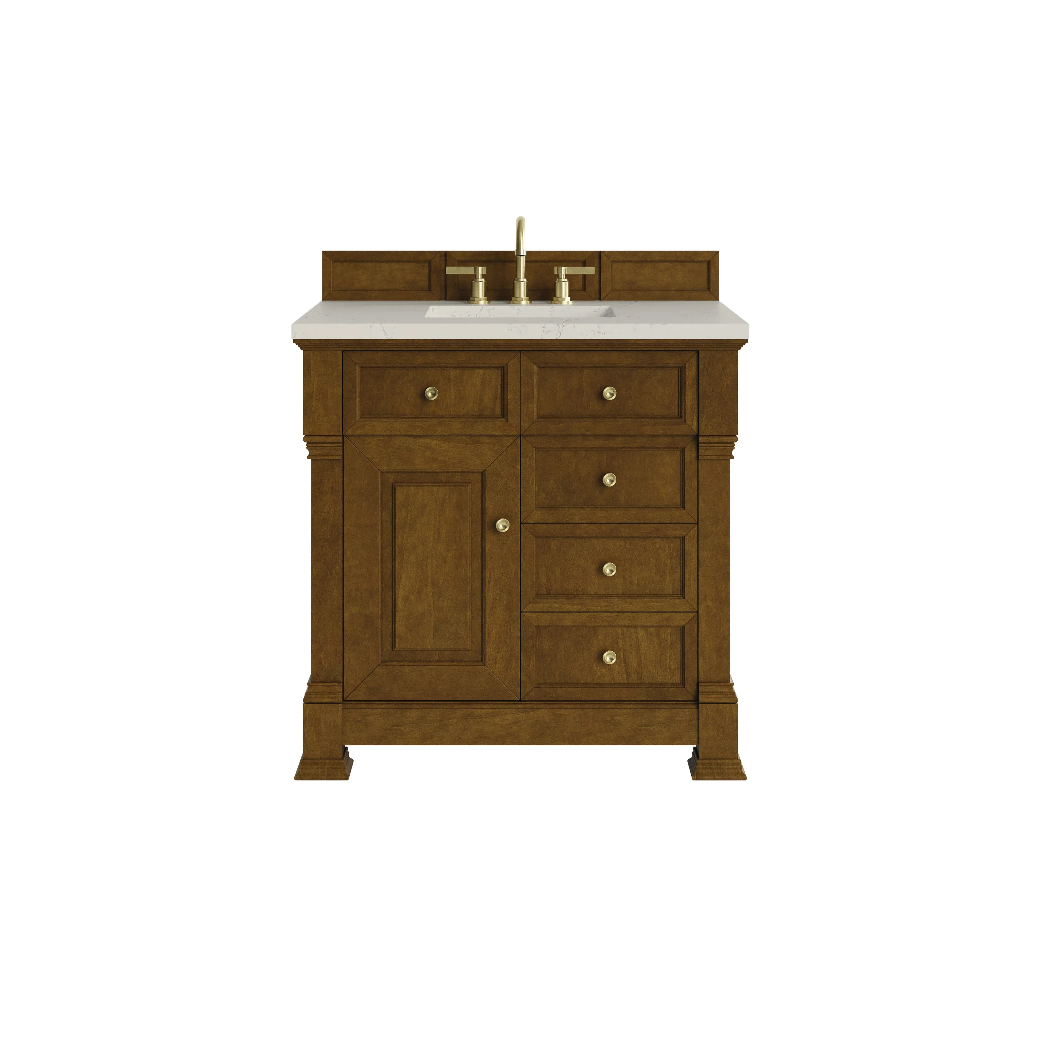 Brookfield 36" Single Vanity, Honey Oak, w/ 3 CM Siberian Silestone Top