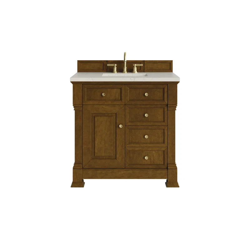 Brookfield 36" Single Vanity, Honey Oak, w/ 3 CM Siberian Silestone Top