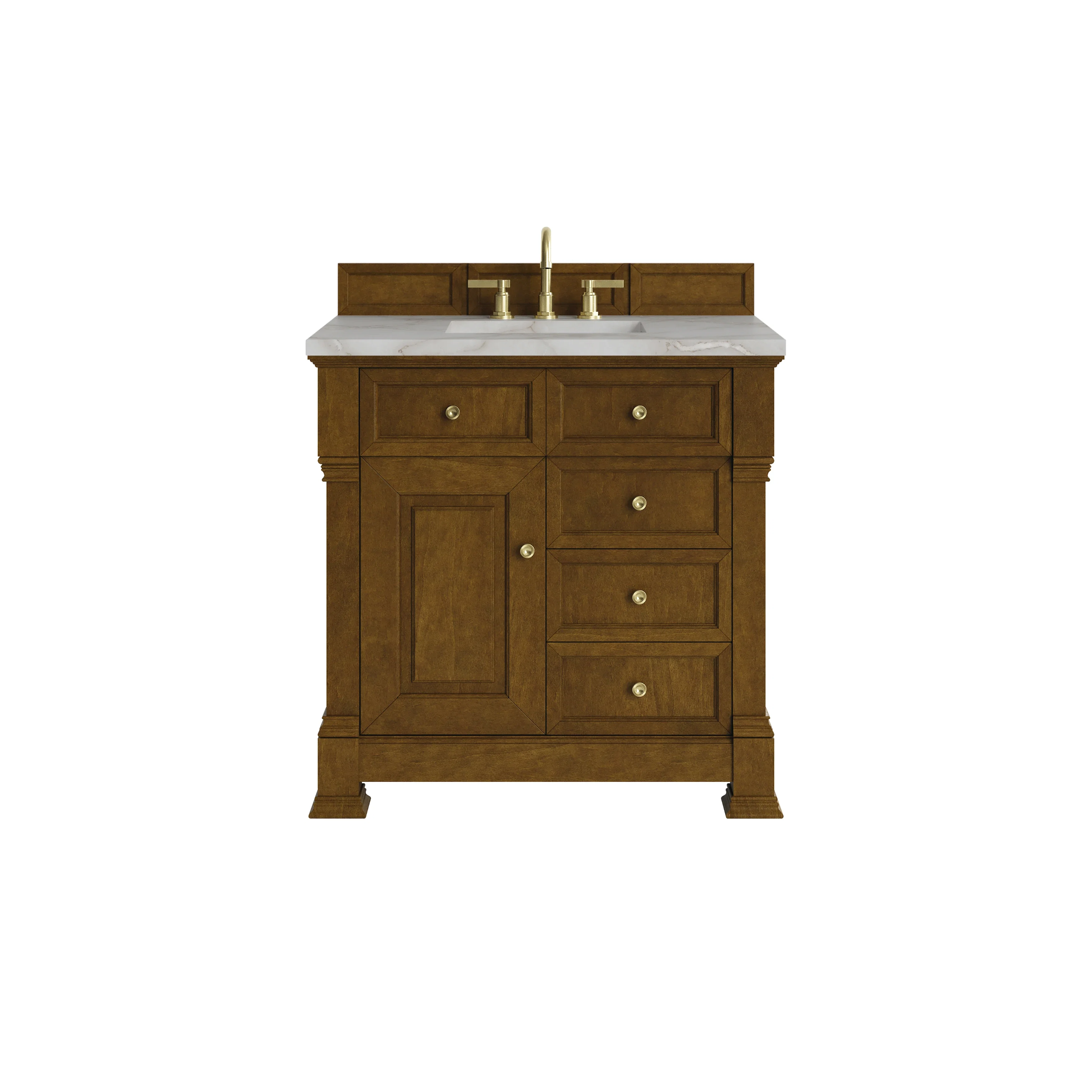 Brookfield 36" Single Vanity, Honey Oak w/ 3 CM Victorian Silver Silestone Top