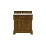 Brookfield 36" Single Vanity, Honey Oak w/ 3 CM Victorian Silver Silestone Top