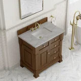 Brookfield 36" Single Vanity, Honey Oak w/ 3 CM Victorian Silver Silestone Top