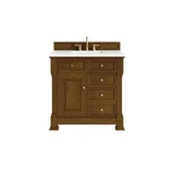 Brookfield 36" Single Vanity, Honey Oak, w/ 3 CM White Zeus Silestone Top