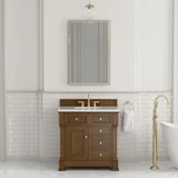 Brookfield 36" Single Vanity, Honey Oak, w/ 3 CM White Zeus Silestone Top