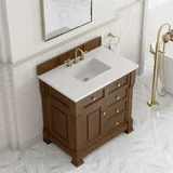 Brookfield 36" Single Vanity, Honey Oak, w/ 3 CM White Zeus Silestone Top