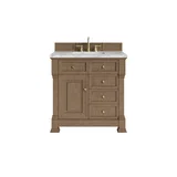 Brookfield 36" Single Vanity, Pecan w/3 CM Carrara White Marble Top