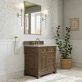 Brookfield 36" Single Vanity, Pecan w/3 CM Carrara White Marble Top