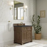 Brookfield 36" Single Vanity, Pecan w/3 CM Charcoal Soapstone Silestone Top
