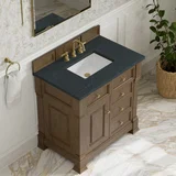 Brookfield 36" Single Vanity, Pecan w/3 CM Charcoal Soapstone Silestone Top