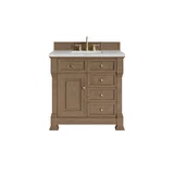 Brookfield 36" Single Vanity, Pecan w/3 CM Eternal Jasmine Pearl Silestone Top