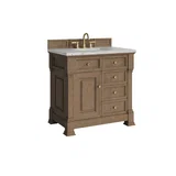 Brookfield 36" Single Vanity, Pecan w/3 CM Eternal Jasmine Pearl Silestone Top