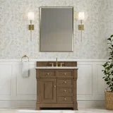Brookfield 36" Single Vanity, Pecan w/3 CM Eternal Jasmine Pearl Silestone Top