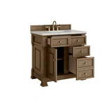 Brookfield 36" Single Vanity, Pecan w/3 CM Eternal Jasmine Pearl Silestone Top