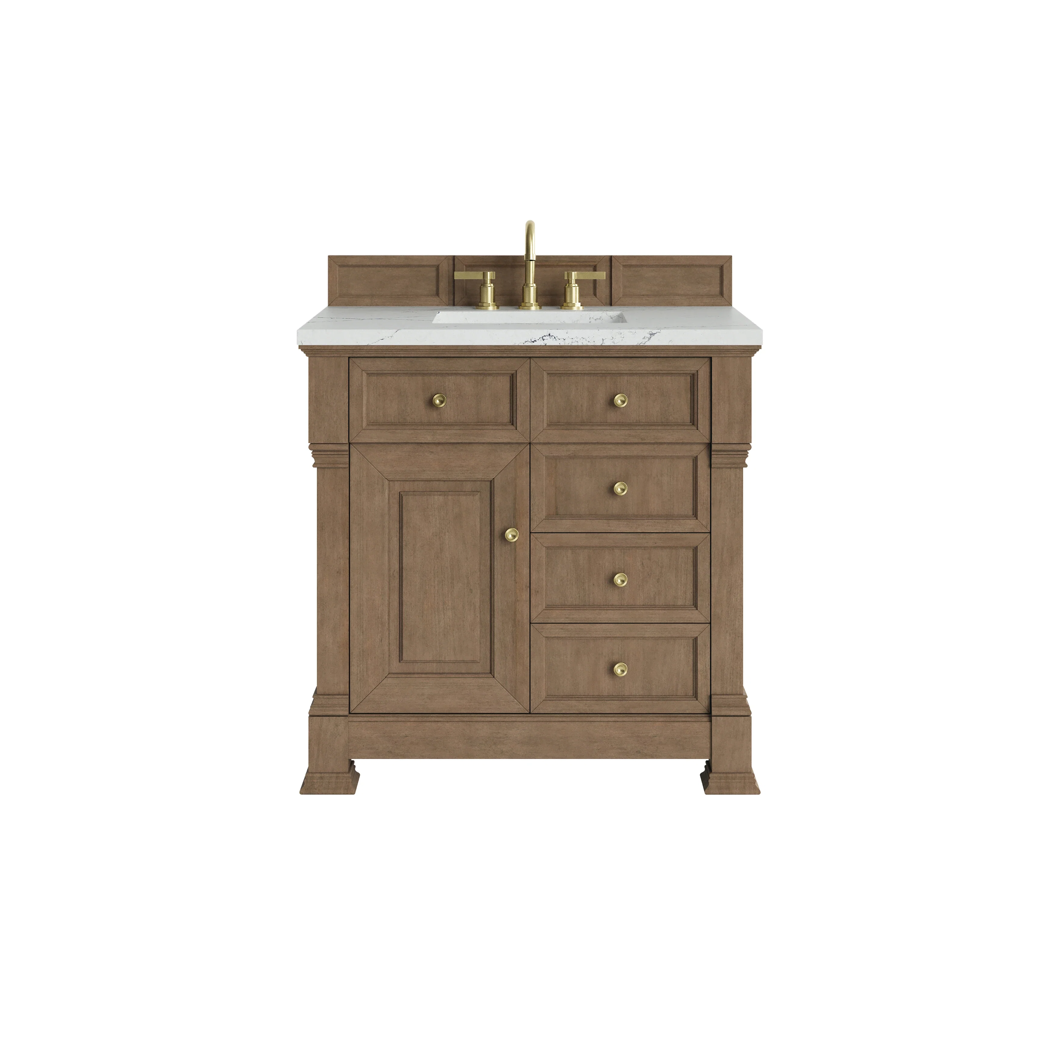 Brookfield 36" Single Vanity, Pecan w/ 3 CM Ethereal Noctis Silestone Top