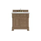 Brookfield 36" Single Vanity, Pecan w/ 3 CM Ethereal Noctis Silestone Top