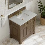 Brookfield 36" Single Vanity, Pecan w/ 3 CM Ethereal Noctis Silestone Top