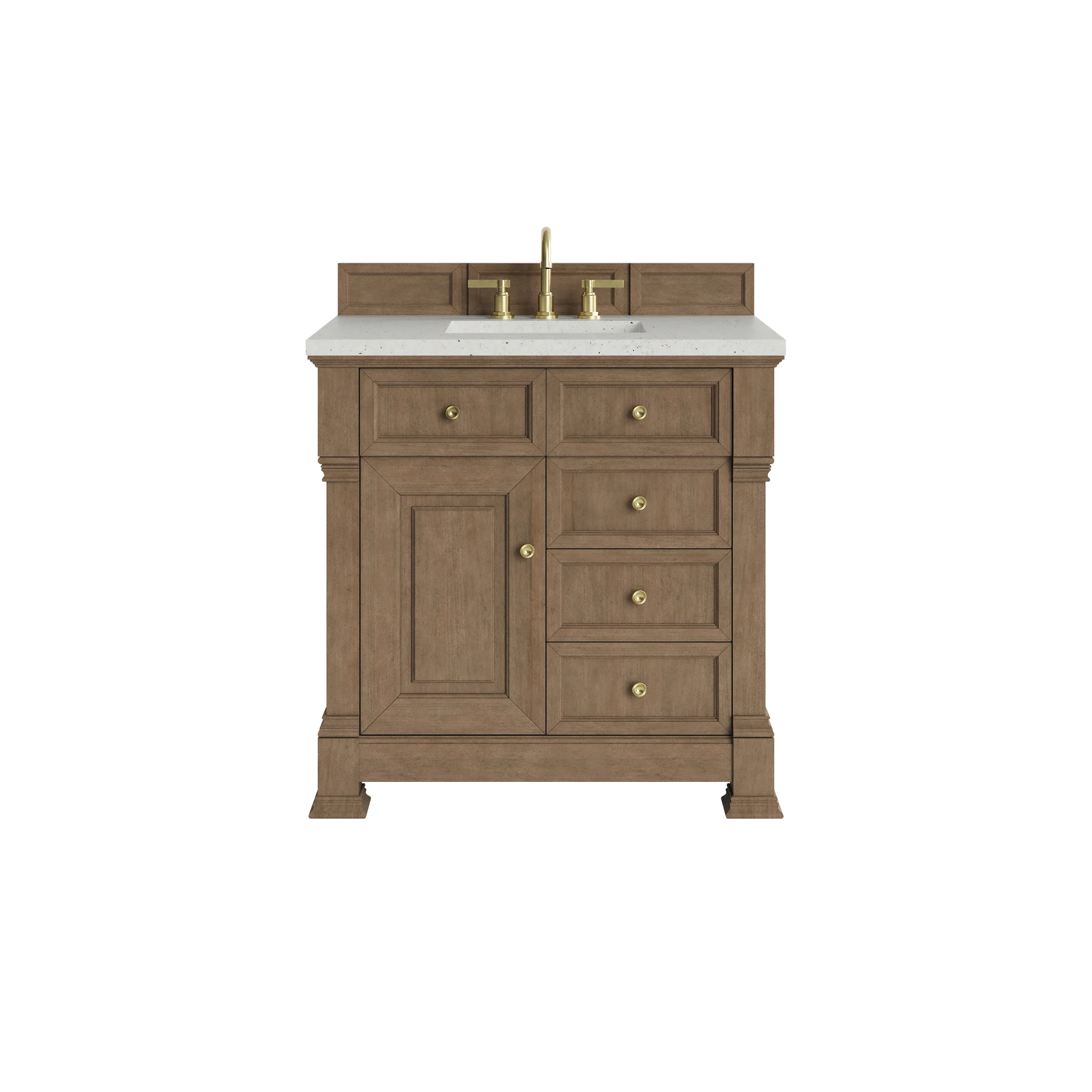 Brookfield 36" Single Vanity, Pecan w/ 3 CM Lime Delight Silestone Top