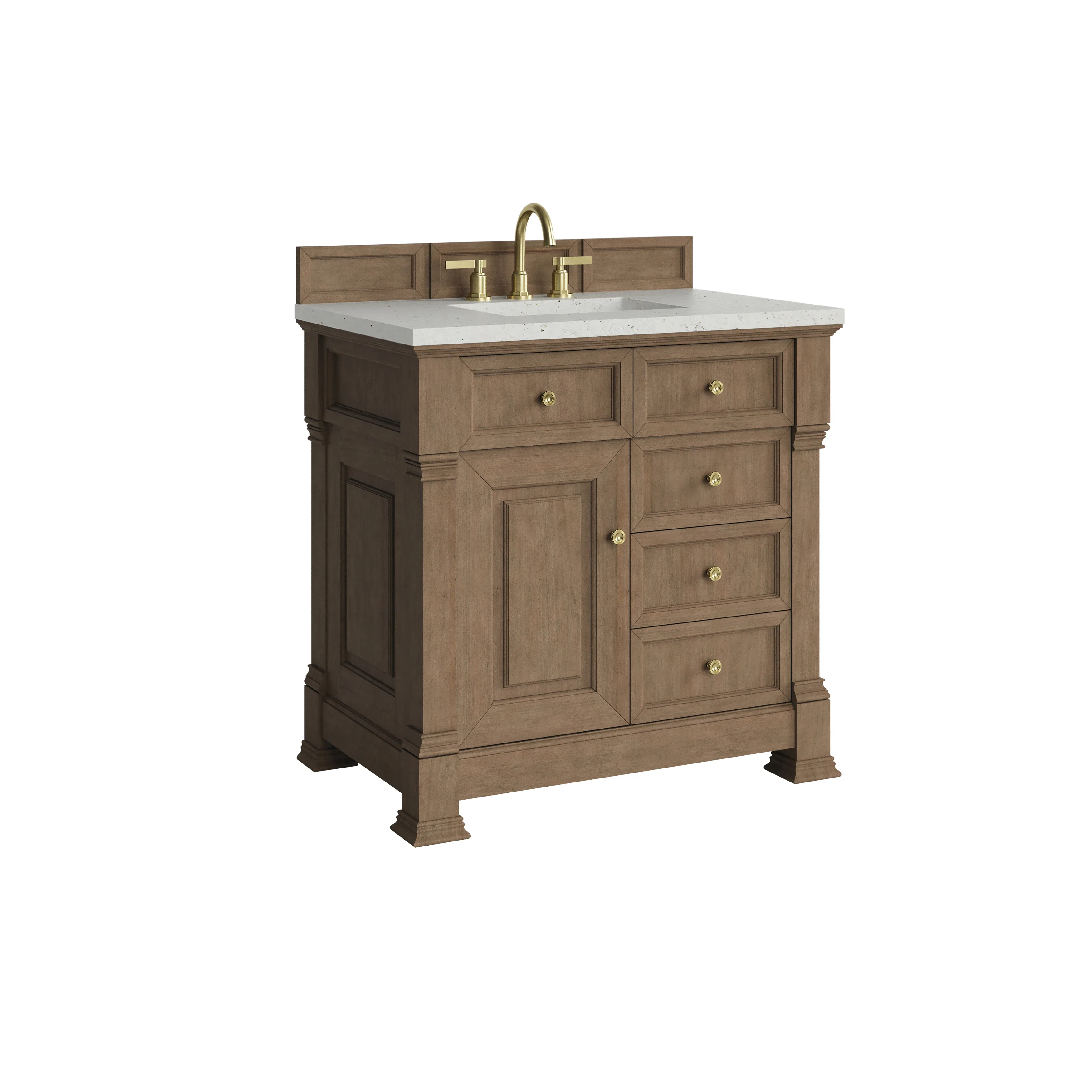 Brookfield 36" Single Vanity, Pecan w/ 3 CM Lime Delight Silestone Top