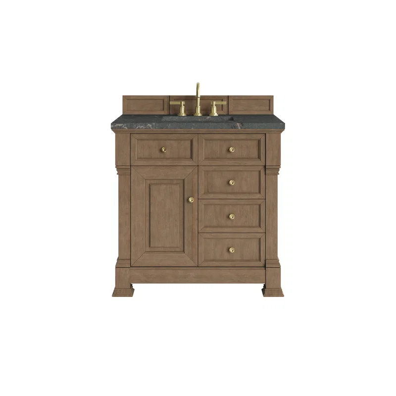 Brookfield 36" Single Vanity, Pecan w/ 3 CM Parisien Bleu Silestone Top